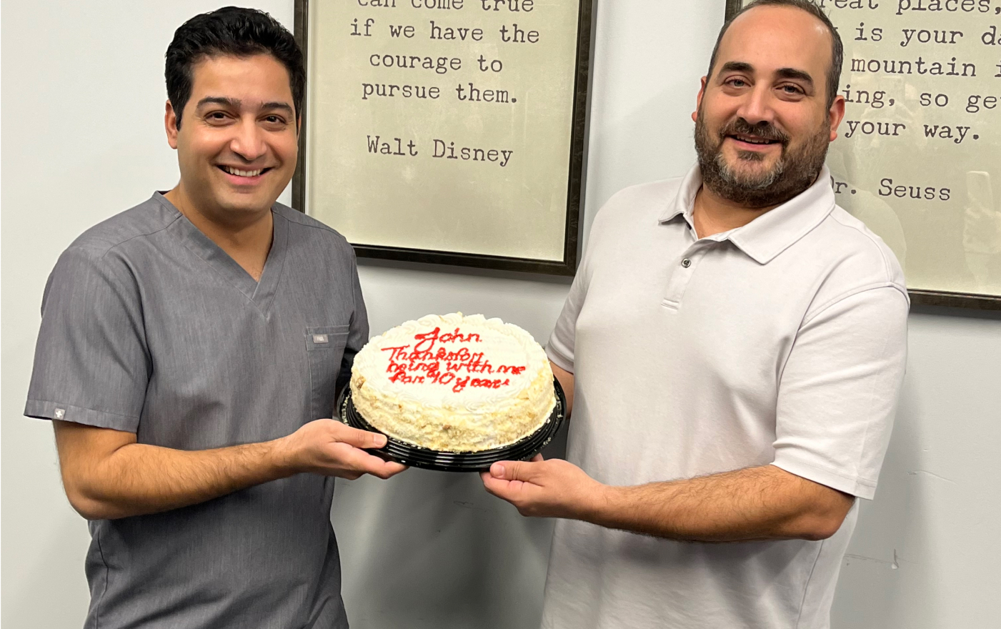 Dr. Behl celebrating an anniversary at Behl Orthodontics